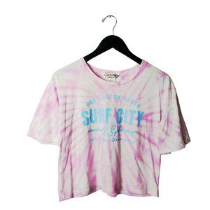 Cut & Paste Surf City Tie Dye T Shirt Crop Top Festival Tee Short Sleeve 50/50 M